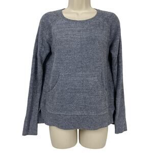 Barefoot Dreams Sweater Womens Small Gray CozyChic Lite Raglan Fluffy Pockets